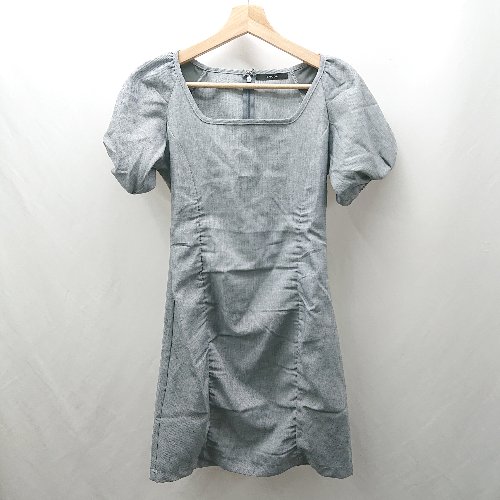 ◇ EMODA エモダ バックファスナー パフスリーブ ギャル クール 半袖 ミニ丈 ワンピース サイズF グレー系 レディース E 【中古】