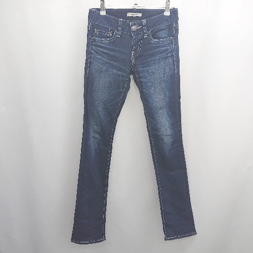 ◇ Θ MOUSSY マウジー 無地 スキニージーンズ サイズ24 ネイビー系 レディース E 【中古】