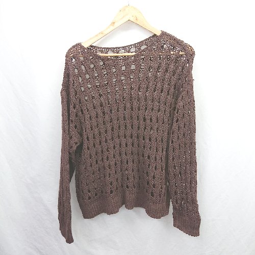 ◇ ⊇ AMERI アメリ ローゲージ クロシェ編み 長袖 ニット サイズF ブラウン系 レディース E 【中古】