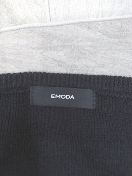 ◇ ⊇ EMODA エモダ フレアスリーブ 長袖 ニット チュニック サイズF ブラック レディース E 【中古】