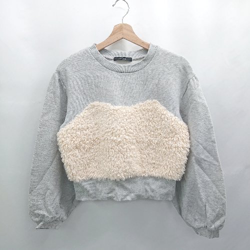 ◇ ⊇ w closet ダブルクローゼット ボアビスチェ スウェット 長袖 プルオーバー サイズF グレー アイボ..