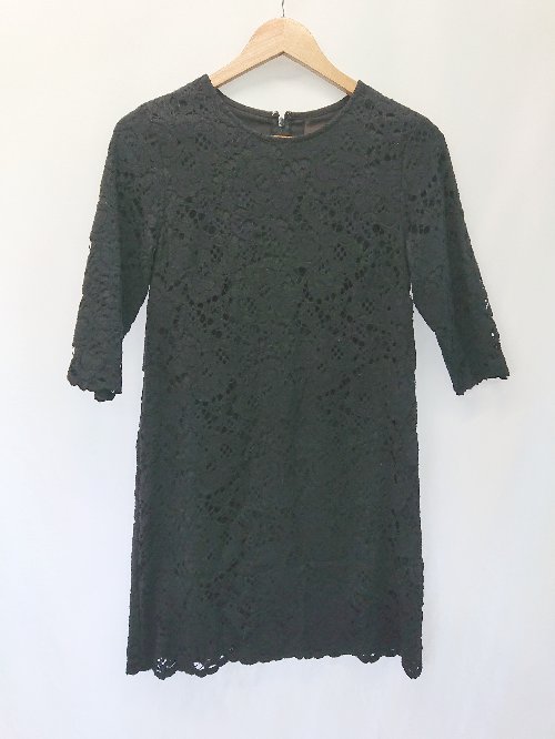 ◇ ⊂ Jewel Changes ジュエルチェンジズ レース バックジップ 五分袖 ミニ ワンピース サイズ36 ブラック レディース E 【中古】