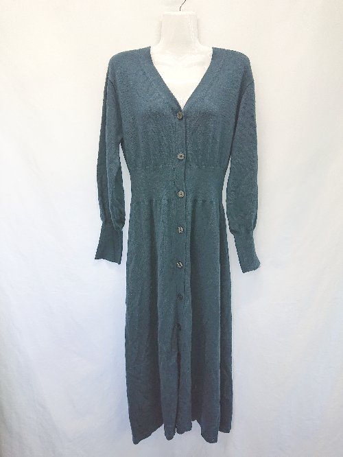 ◇ ⊇ green label relaxing UNITED ARROWS ウール混 長袖 膝下丈 ニット ワンピース グリーン レディース E 【中古】