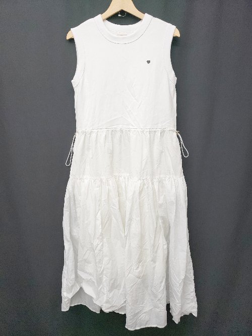 ◇ ⊂ anana アナナ 異素材 切替 ノースリーブ ロング丈 ワンピース サイズF ホワイト レディース E 【中..