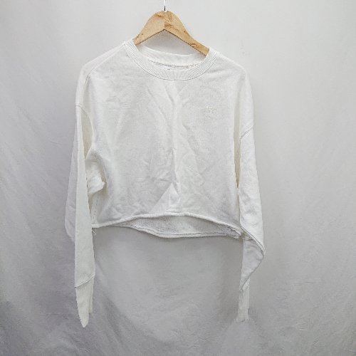 ◇ Θ emmi エミ 無地 長袖 ラメ裏毛クロップドプルオーバー サイズ1 ホワイト系 レディース E 【中古】