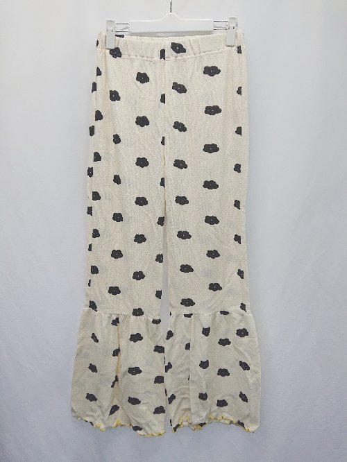 ◇ Θ ◎ ●未使用● MARKEY'S タグ付き 花柄 パイルマーメイドパンツ サイズ1 アイボリー ブラック系 レディース E 【中古】