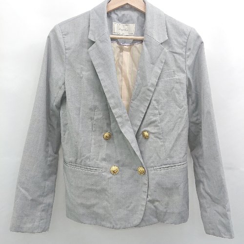 ◇ ⊇ PAGEBOY ページボーイ 金ボタン ダブルボタン 長袖 テーラードジャケット サイズM グレー レディース メンズ E 【中古】