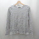 ◇ Θ PETIT BATEAU ボーダー柄 長袖 ボーダー柄シャツ サイズM ホワイト ブラック系 レディース メンズ E 【中古】