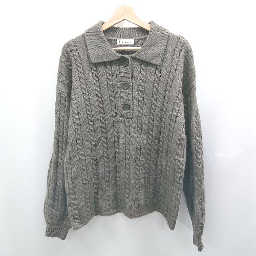 ◇ ⊇ Birthdayroom バースデイルーム 冬系 編み物系 長袖 ケーブル編みニット サイズF グレー系 レディース E 【中古】