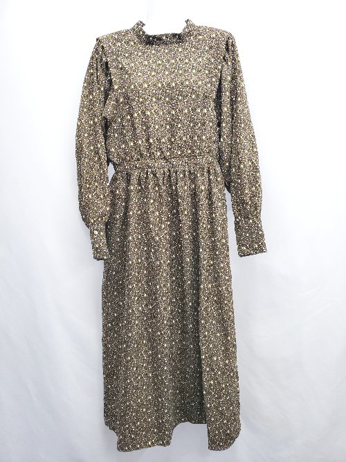 ◇ ⊇ ELENCARE DUE エレンカーレデュエ 花柄 長袖 ロング ワンピース サイズF ブラウン ブラック レディース E 【中古】