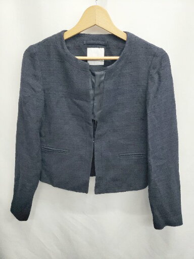 ◇ ⊇ TONAL トーナル ツイード 長袖 ノーカラー ジャケット サイズ36 ネイビー レディース E 【中古】 ◇ ⊇ TONAL トーナル ツイード 長袖 ノーカラー ジャケット サイズ36 ネイビー レディース E 【中古】