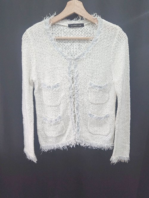 ◇ ⊂ green label relaxing グリーンレーベルリラクシング 長袖 ニットジャケット サイズF オフホワイト レディース E 【中古】