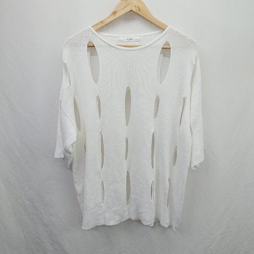 ◇ ⊂ VANCANCY ヴァンカンシー 七分 グレーターホールオーバーニット サイズF ホワイト系 レディース E ..