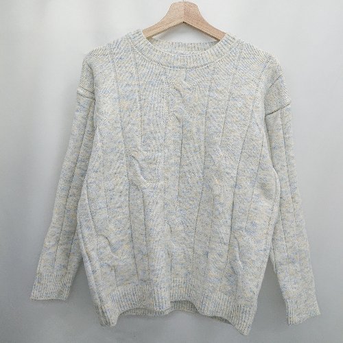 ◇ ⊇ LAC-VERT ミドルゲージ シャーベットカラー 長袖 ミックス ニット サイズF アイボリー ブルー系 レ..