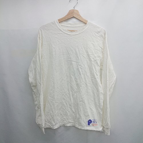 ◇ Θ from experimental sounds 綿100％ 長袖 デザインプリント丸首T サイズM ホワイト系 メンズ E 【中古】