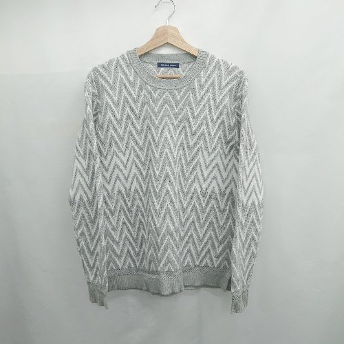◇ ⊇ NICOLE ニコルセレクション 柄 長袖 丸首　柄　ニット サイズ46 グレー系 メンズ E 【中古】