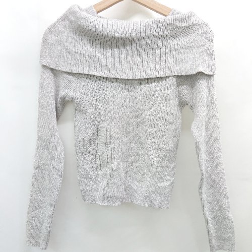 ◇ ⊇ FUN フィン きれいめカジュアル系 長袖 肩出しニットセーター サイズF グレー系 レディース E 【中..