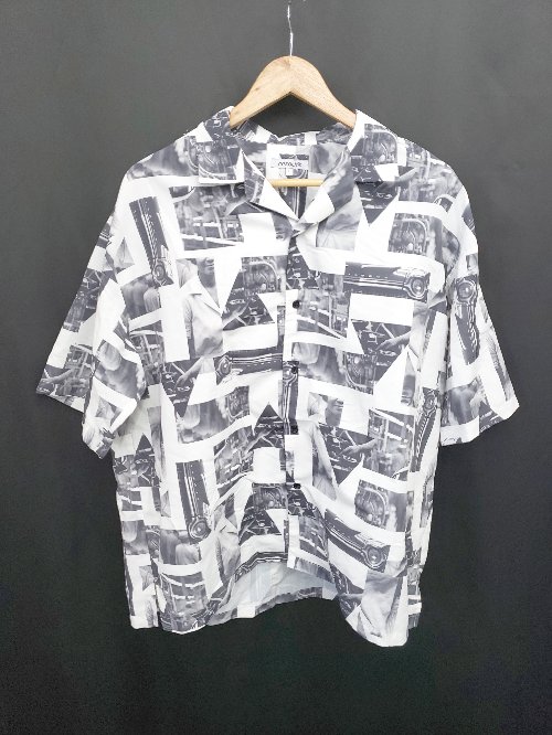 ◇ ⊂ retock's レトックス 総柄 オープンカラー 半袖 シャツ サイズL ホワイト　グレー系 メンズ E 【中古】
