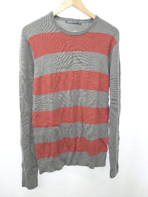 ◇ ⊇ FRENCH CONNECTION ボーダー ウール 長袖 ニット セーター サイズM チャコールグレー レッド系 レディース メンズ E 【中古】