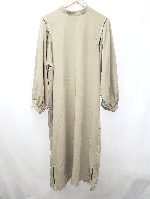 ◇ ⊇ Aunt Marie's アントマリーズ タックスリーブ 長袖 ロング丈 ワンピース サイズF ベージュ系 レディース E 【中古】