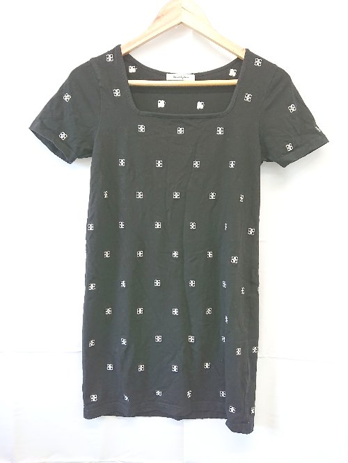 ◇ ⊂ salon by chico 刺繍 半袖 ミニ丈 ワンピース サイズF ブラック レディース E 【中古】