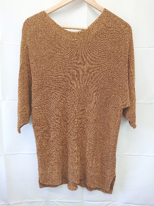 ◇ ⊂ INDIVI インディヴィ 裾スリット 七分袖 ニット セーター サイズ表記なし ブラウン レディース E ..