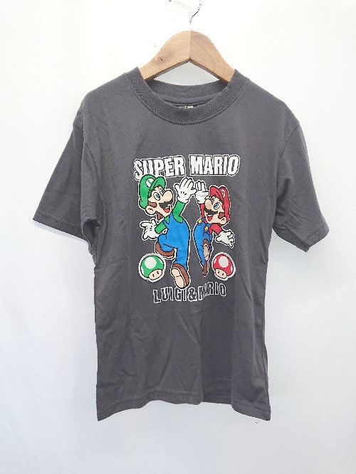◇ ⊂ ◎ ●未使用● BANDAI タグ付き キッズ 子供服 スーパーマリオ 半袖 Tシャツ サイズ140 ダークグレー系 男の子 E 【中古】