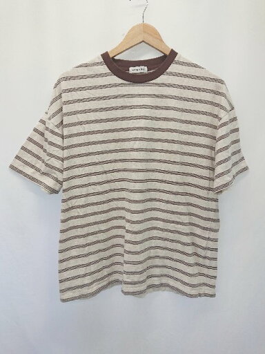 ◇ Θ φ FREAK'S STORE フリークスストア ボーダー柄 半袖 Tシャツ カットソー サイズL グレー ブラウン レディース E 【中古】 ◇ Θ φ FREAK'S STORE フリークスストア ボーダー柄 半袖 Tシャツ カットソー サイズL グレー ブラウン レディース E 【中古】