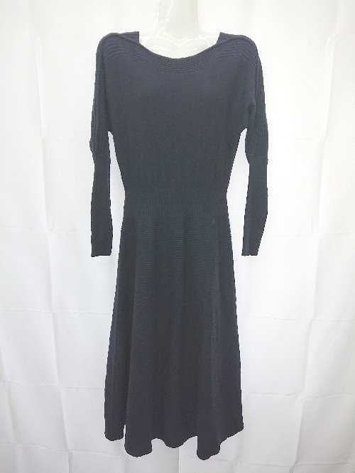 ◇ ⊇ SWINGLE スウィングル 長袖 膝下丈 ニット ワンピース サイズS ネイビー レディース E 【中古】