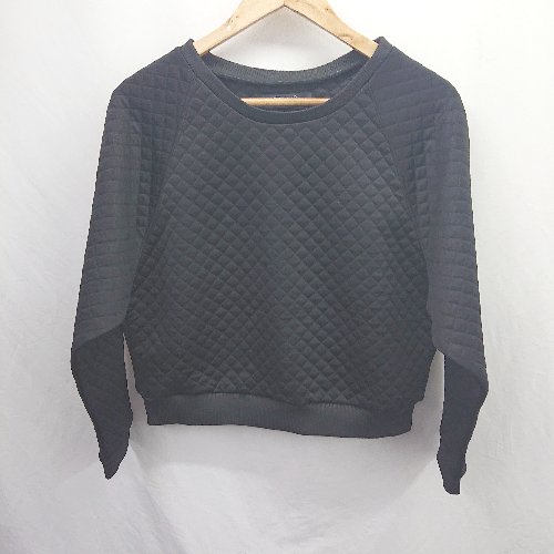 ◇ ⊇ CIAOPANIC チャオパニック キルト生地 長袖 トレーナー スウェット サイズF ブラック レディース E 【中古】