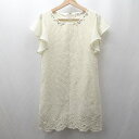 ◇ ⊂ MISCH MASCH ミシュマシュ ビジュー 袖シアー 半袖 ミニ ワンピース サイズM イエロー系 レディース E 【中古】