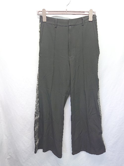 ◇ ⊂ EllnoLoset エルノロゼット サイドライン ワイド フレア パンツ サイズM ブラック レディース E 【中古】