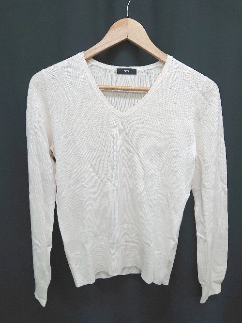 ◇ ⊇ INED イネド Vネック 長袖 ニット セーター サイズ9 オフホワイト レディース E 【中古】