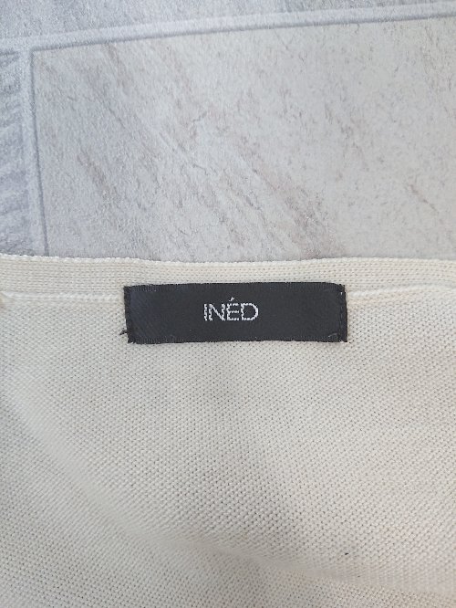 ◇ ⊇ INED イネド Vネック 長袖 ニット セーター サイズ9 オフホワイト レディース E 【中古】