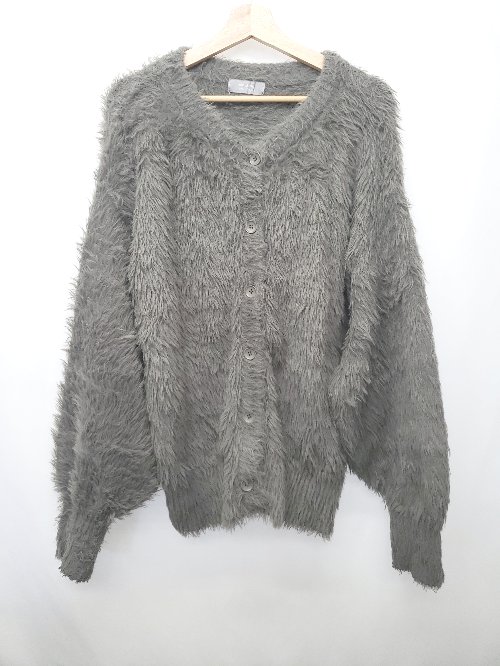 ■ ⊆ sakishimatokyo サキシマトーキョー ファー 長袖 カーディガン サイズF ダークグリーン系 レディース E 【中古】