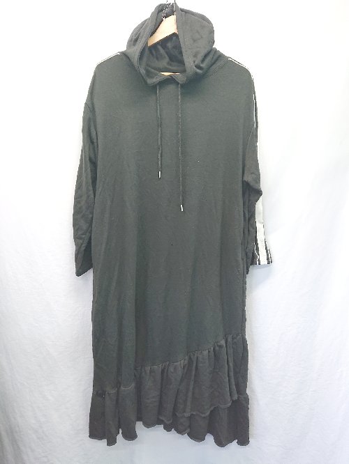 ◇ Θ helm サイドライン 長袖 膝下丈 ワンピース サイズM ブラック系 レディース E 【中古】
