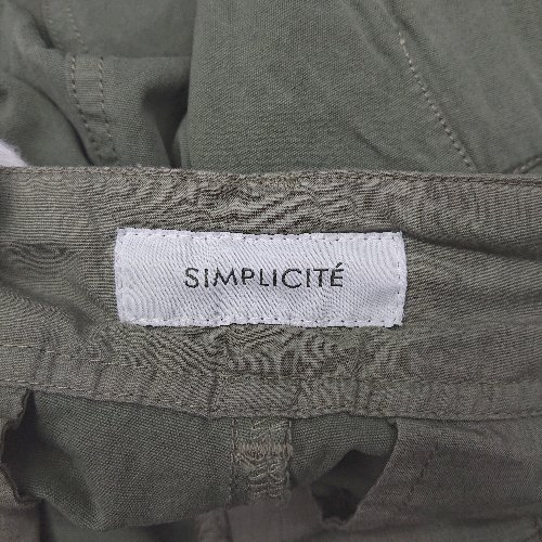◇ Θ Simplicite シンプリシテェ シンプル系 カーゴパンツ サイズ表記なし グリーン系 レディース メンズ E 【中古】