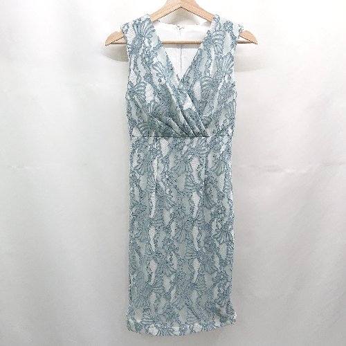 ◇ Θ IMPERIAL 花柄 ノースリーブ 膝丈 カップ付きワンピース サイズ表記なし ライトブルー系 レディー..