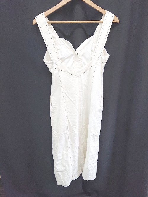 ◇ Θ LAGUNAMOON ラグナムーン フロントボタン 膝下丈 サロペット スカート サイズS アイボリー レディース E 【中古】