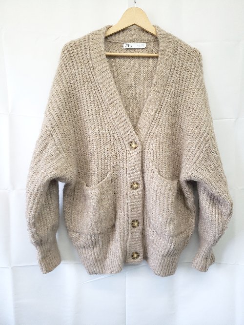 ◇ ⊇ ZARA ザラ ゆったり 長袖 ニット カーディガン サイズEUR S USA S MEX 26 ベージュ系 レディース E 【中古】