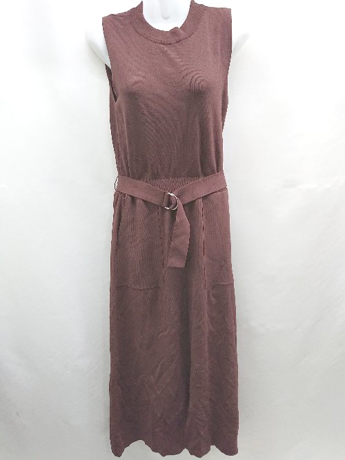 ◇ ⊇ Andemiu アンデミュウ シンプル系 ノースリーブ ロング丈 ワンピース サイズF ブラウン系 レディース E 【中古】