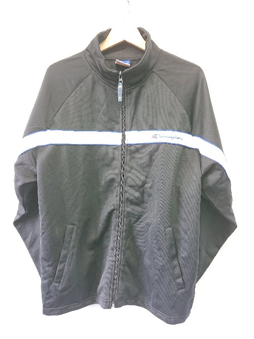 ◇ ⊇ Champion チャンピオン ジップアップ ジャージ調 長袖 トラックジャケット サイズM ブラック系 メンズ E 【中古】
