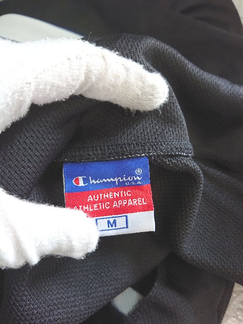 ◇ ⊇ Champion チャンピオン ジップアップ ジャージ調 長袖 トラックジャケット サイズM ブラック系 メンズ E 【中古】