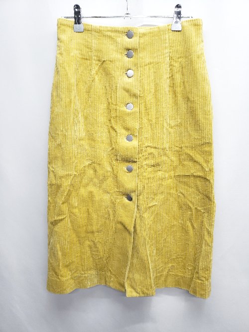 ◇ ⊇ Spick & Span スピック＆スパン コーデュロイ 膝丈 タイト スカート サイズ36 イエロー レディース E 【中古】