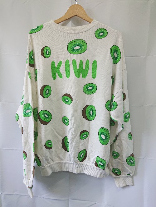 ◇ ⊇ PUNYUS プニュズ kiwi 総柄 長袖 スウェット トレーナー サイズ3 アイボリー グリーン系 レディース E 【中古】