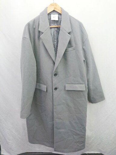 ■ ⊇ DOUGUYA シンプル系 長袖 ウールロングコート サイズL グレー系 レディース メンズ E 【中古】 ■ ⊇ DOUGUYA シンプル系 長袖 ウールロングコート サイズL グレー系 レディース メンズ E 【中古】