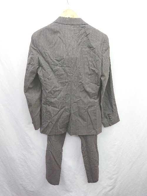 ◇ Θ パーソンズフォアメン 背抜き ストライプ柄 S 上下ビジネススーツセットアップ サイズYA5 ブラウン系 メンズ E 【中古】