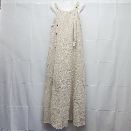 ◇ ⊂ ROSE BUD ローズバッド コットン リネン混 ロング キャミソール ワンピース サイズF ベージュ系 レ..