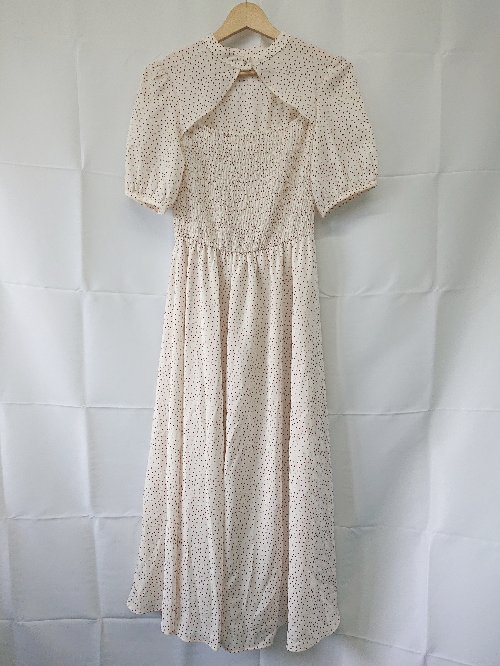 ◇ ⊂ リリアン カラット 水玉 ドット 半袖 膝下丈 ワンピース サイズ2 ライトベージュ系 ブラウン系 レディース E 【中古】