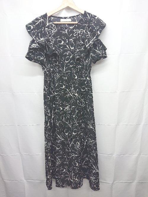 ◇ ⊂ AS KNOW AS アズノゥアズ 花柄 半袖 ロング ワンピース サイズF ブラック系 レディース E 【中古】